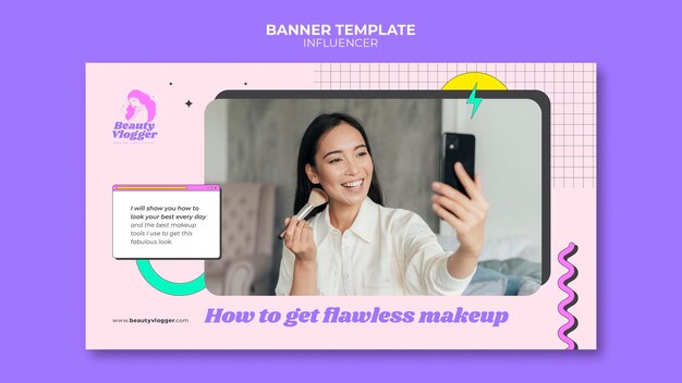 Memphis style influencer banner template