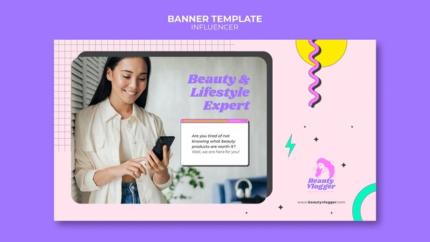 memphis style influencer banner template