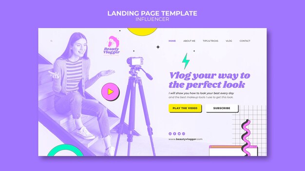 Memphis style influencer landing page