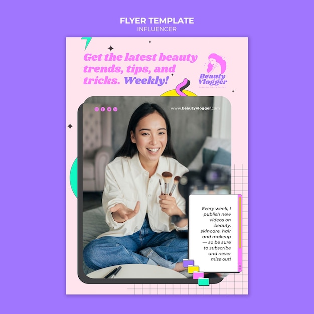 Memphis Style Influencer Print Template – Free PSD Download