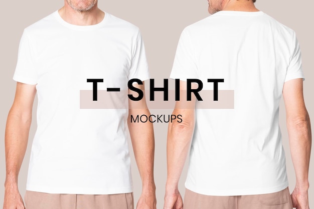 Men white t-shirt psd mockup for apparel