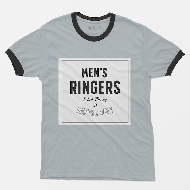 Free PSD mens ringers t-shirt mockup 02