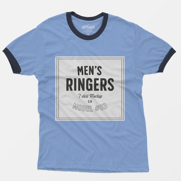 Free PSD mens ringers t-shirt mockup 03