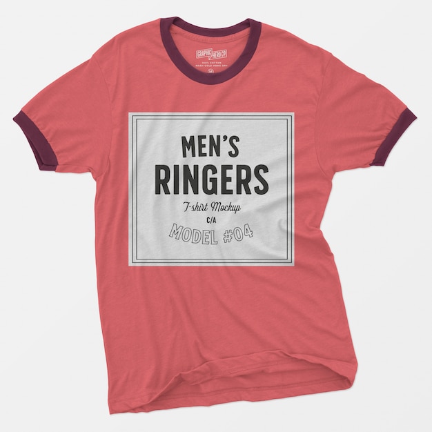 Free PSD mens ringers t-shirt mockup 04