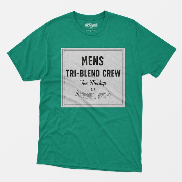 Free PSD mens tri-blend crew tee mockup 04