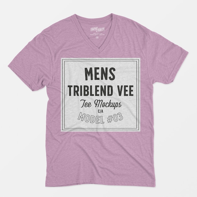 無料PSD メンズtriblend vee teeモックアップ03