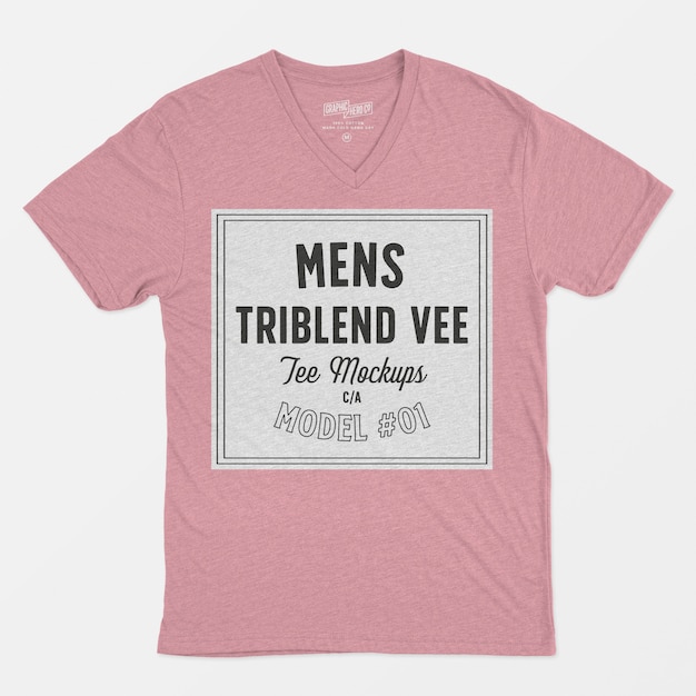 Mens triblend vee tee mockup