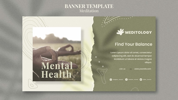 PSD gratuito modello di banner per la consapevolezza della salute mentale