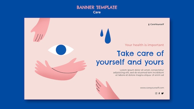 Mental health care horizontal banner template