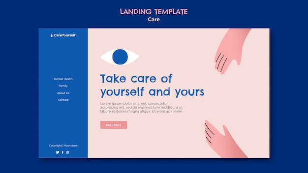 Free PSD mental health care landing page template