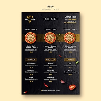 Шаблон меню для пиццерии