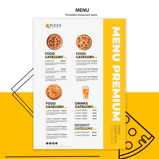 menu template for pizza restaurant