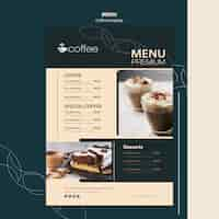 Free PSD menu template theme with coffee