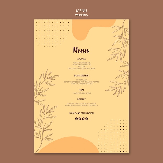 Free PSD menu for wedding theme