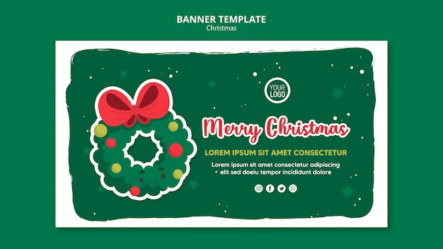 Free PSD merry christmas ad template square flyer