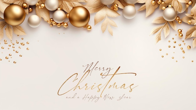 Free PSD merry christmas background with golden decoration