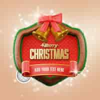 Free PSD merry christmas banner 3d illustration