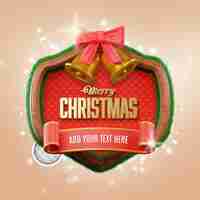 Free PSD merry christmas banner 3d illustration