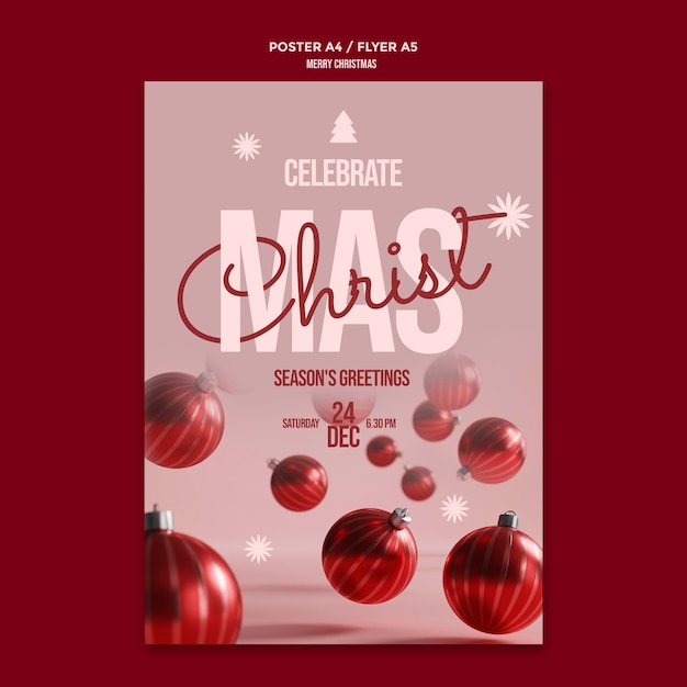 Free PSD merry christmas celebration flyer