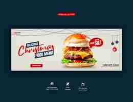 Free PSD merry christmas delicious burger and food menu cover template