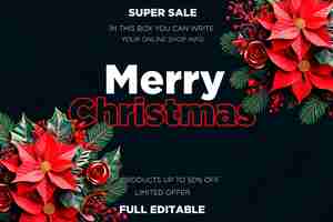 Free PSD merry christmas frame with text full editable and 3d christmas background