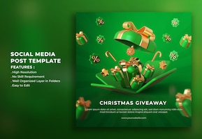 merry christmas giveaway social media post template