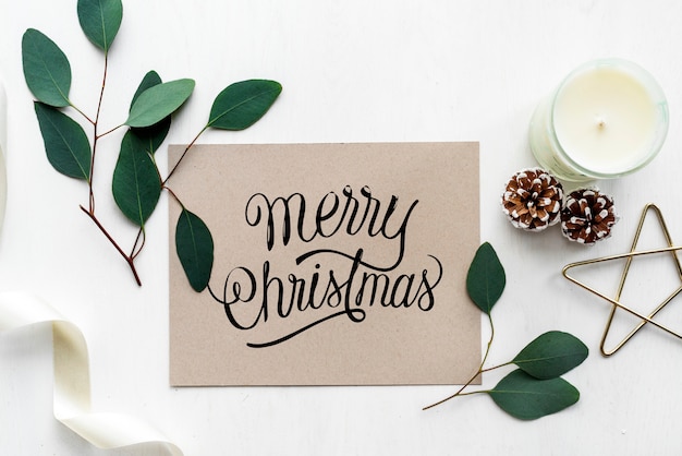 Merry Christmas greeting card mockup