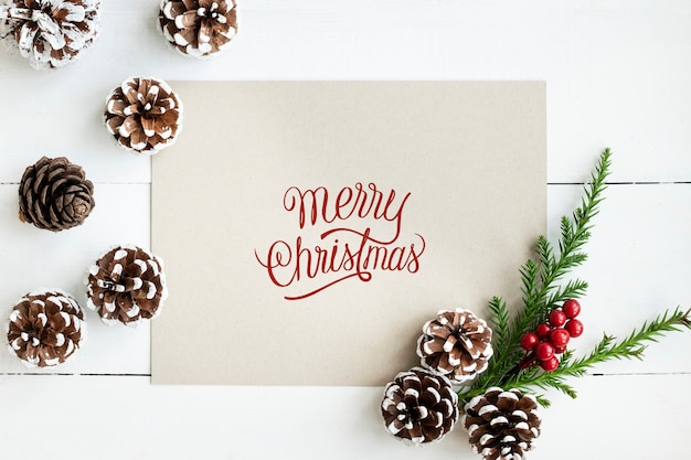 Merry Christmas greeting card mockup