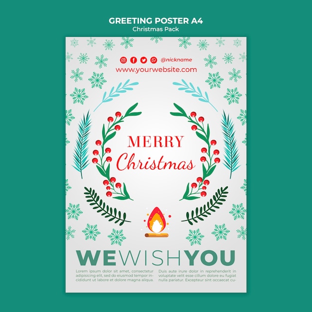 Free PSD merry christmas greeting for holidays