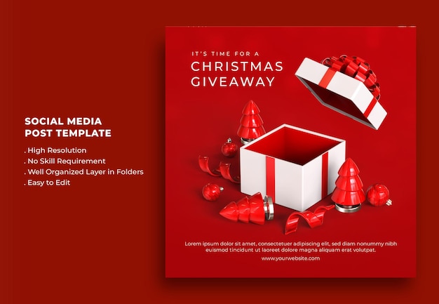 Merry christmas and happy new year giveaway social media post template