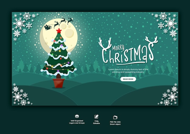 Merry christmas and happy new year web banner template