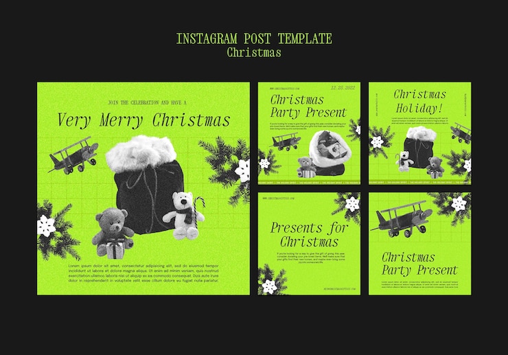 मुफ़्त PSD merry christmas instagram post set