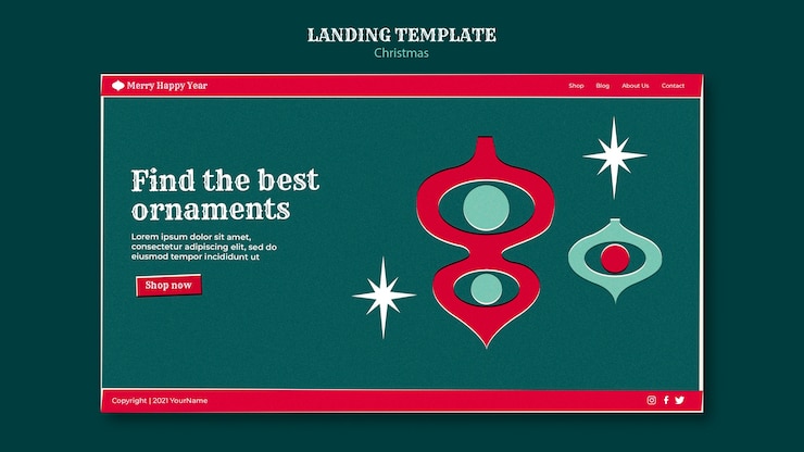 Free PSD merry christmas landing page template
