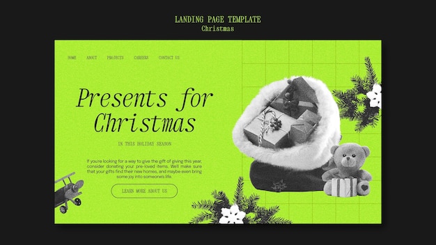 Free PSD merry christmas landing page template