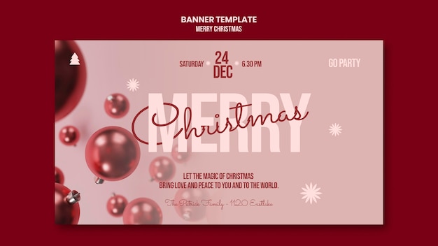 Free PSD merry christmas party banner