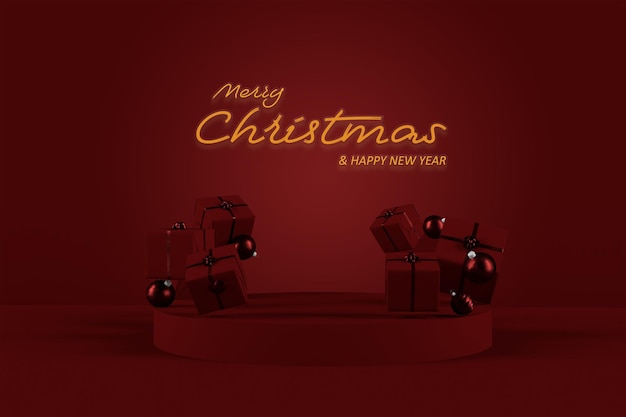 Free PSD merry christmas podium product