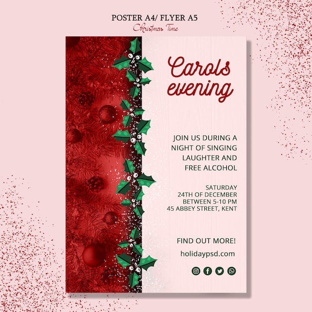 Free PSD merry christmas poster concept
