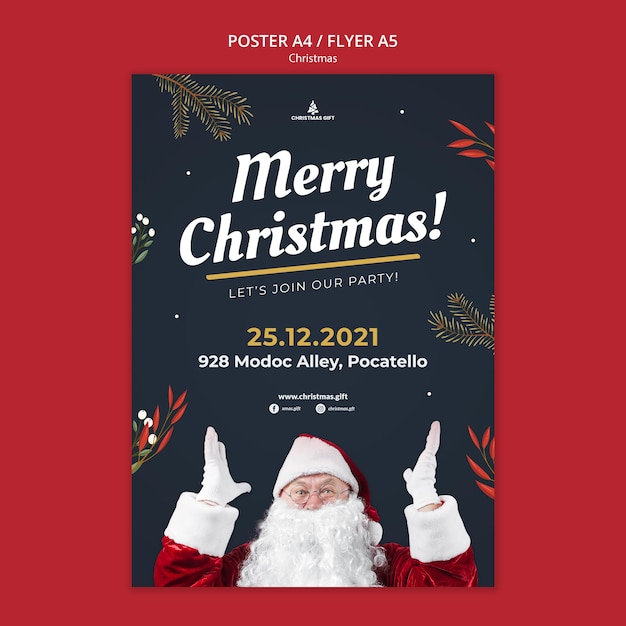 PSD gratuito modello di poster di buon natale