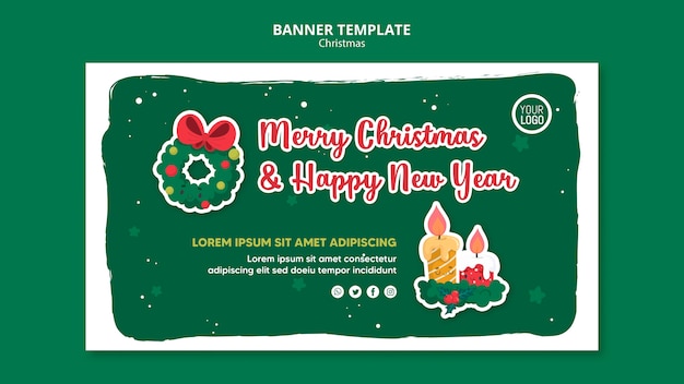 Free PSD merry christmas promo template square flyer