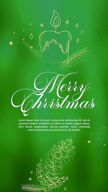 Free PSD merry christmas stories template green background