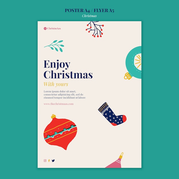 Merry christmas vertical print template illustrated