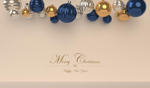 Free PSD merry christmas with balls background