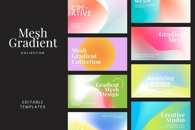 Mesh gradient template collection psd for blog banner