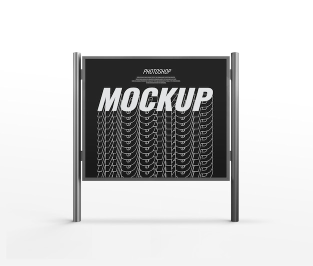 Metal advertising board mockup realistic