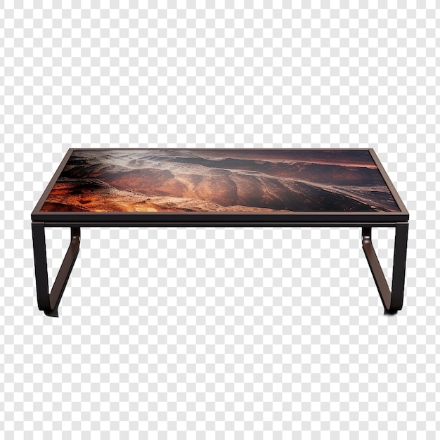Un tavolo da caffè in metallo isolato su uno sfondo trasparente