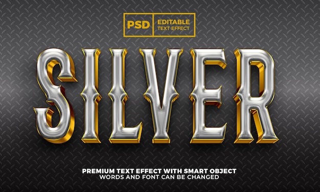 Metal silver gold luxury 3d editable text effect style