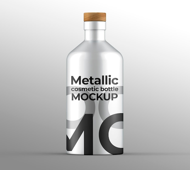 Metallic cosmetic bottle mockup