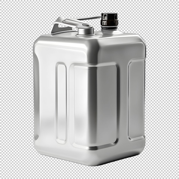 Free PSD metallic jerrycan isolated on background