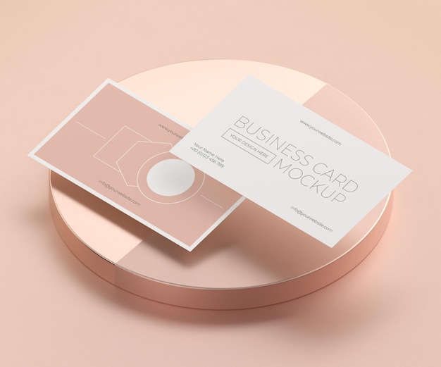 Metallic levitating copper business card mock-up