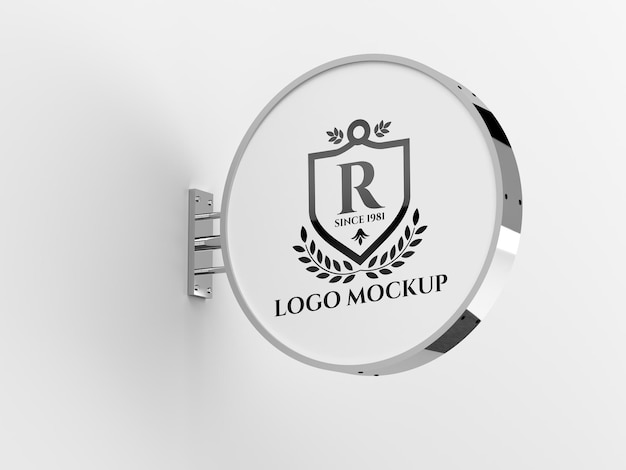 Metallic signboard logo mockup